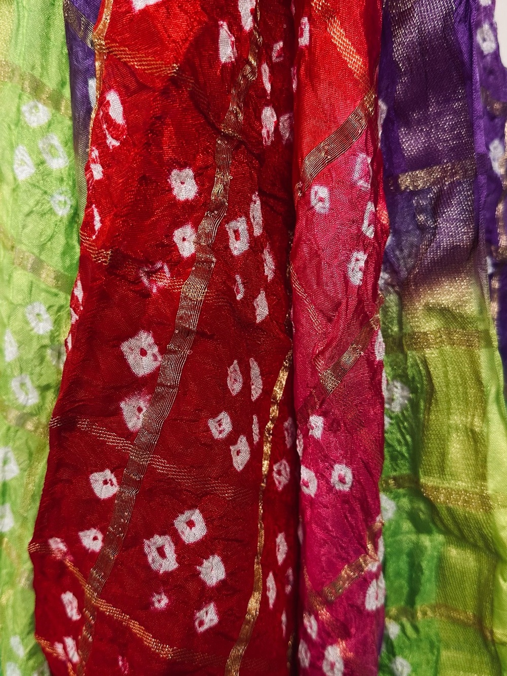 Sale sale‼️Bright Multicolor pure silk Tie-Dye Bandhani dupatta full size - Picture 3 of 6